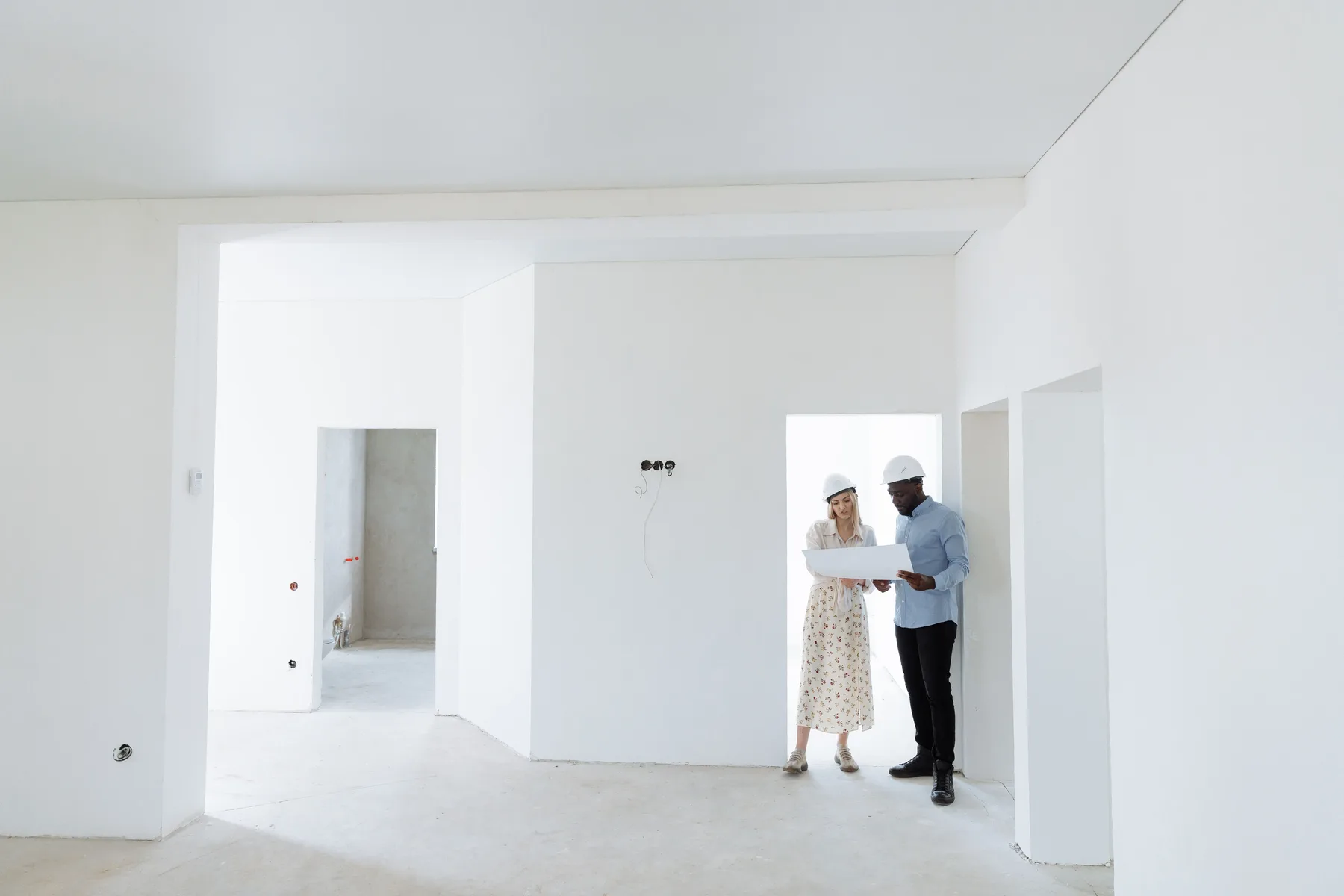 Bright room with new doorways