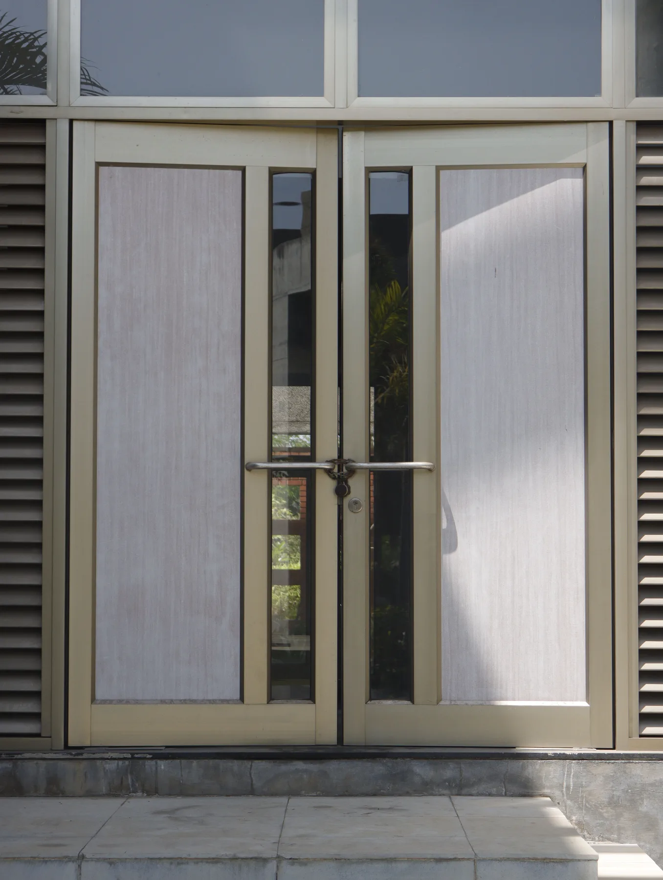 Gray metal commercial service door