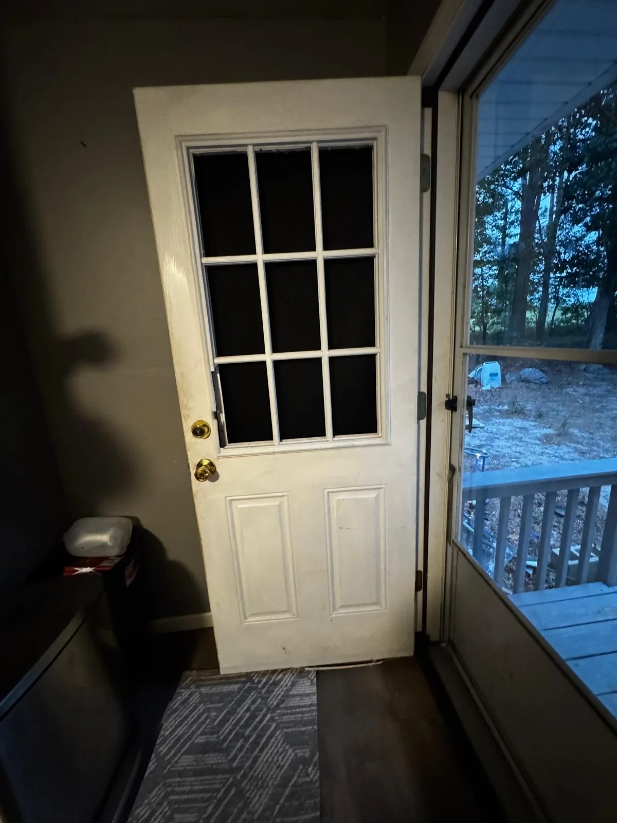 White glazed exterior entry door