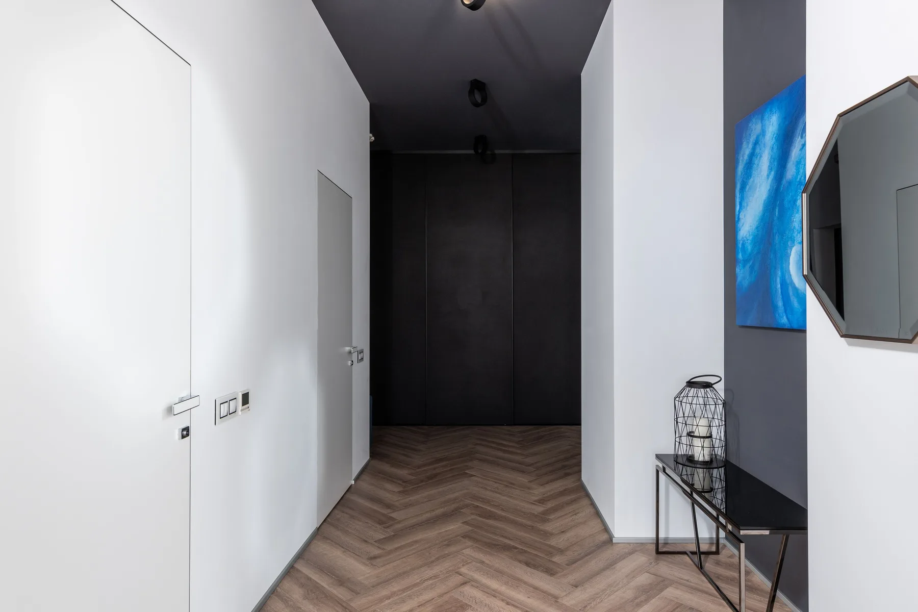 White interior hallway and doors