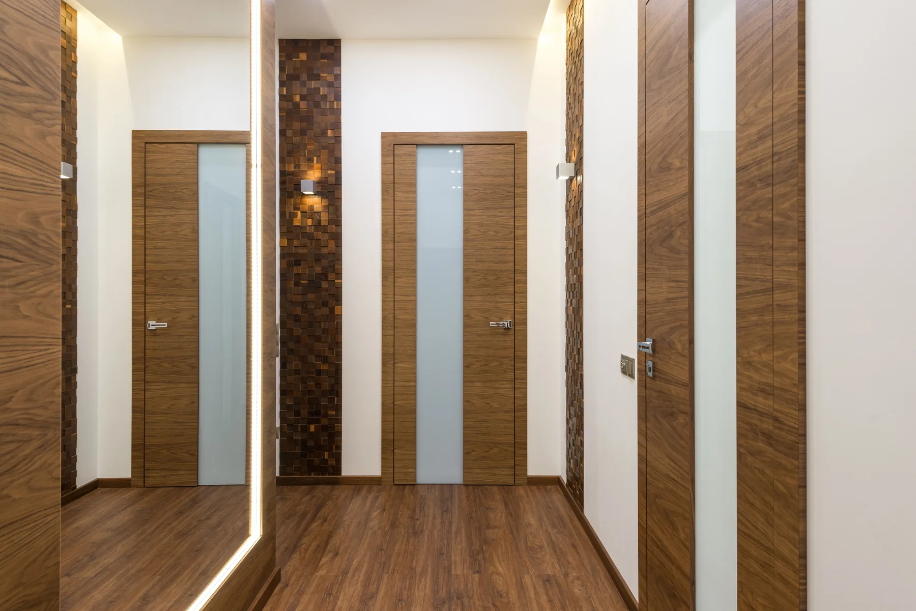 Wood panel doors hallway