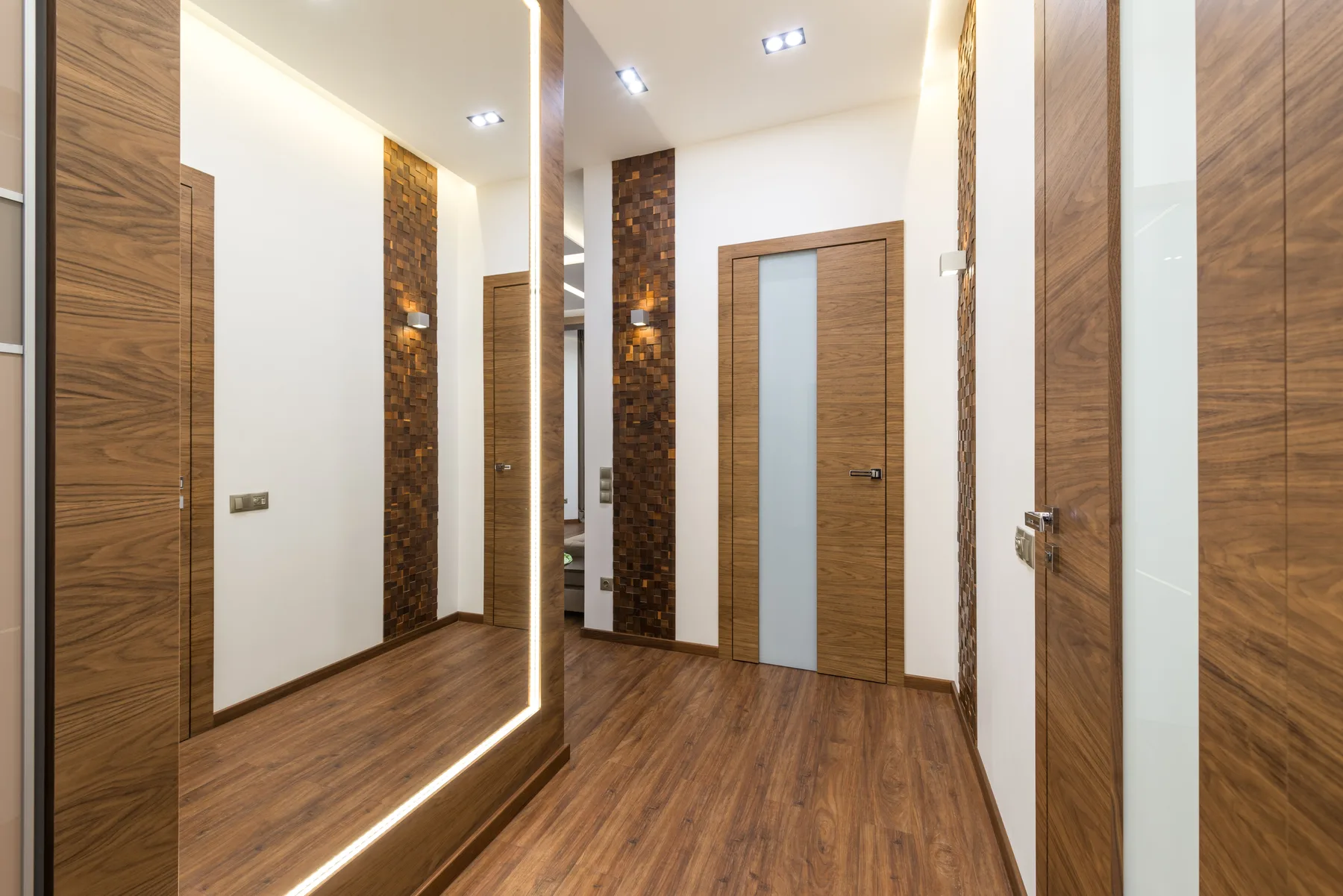 Wooden interior door hallway