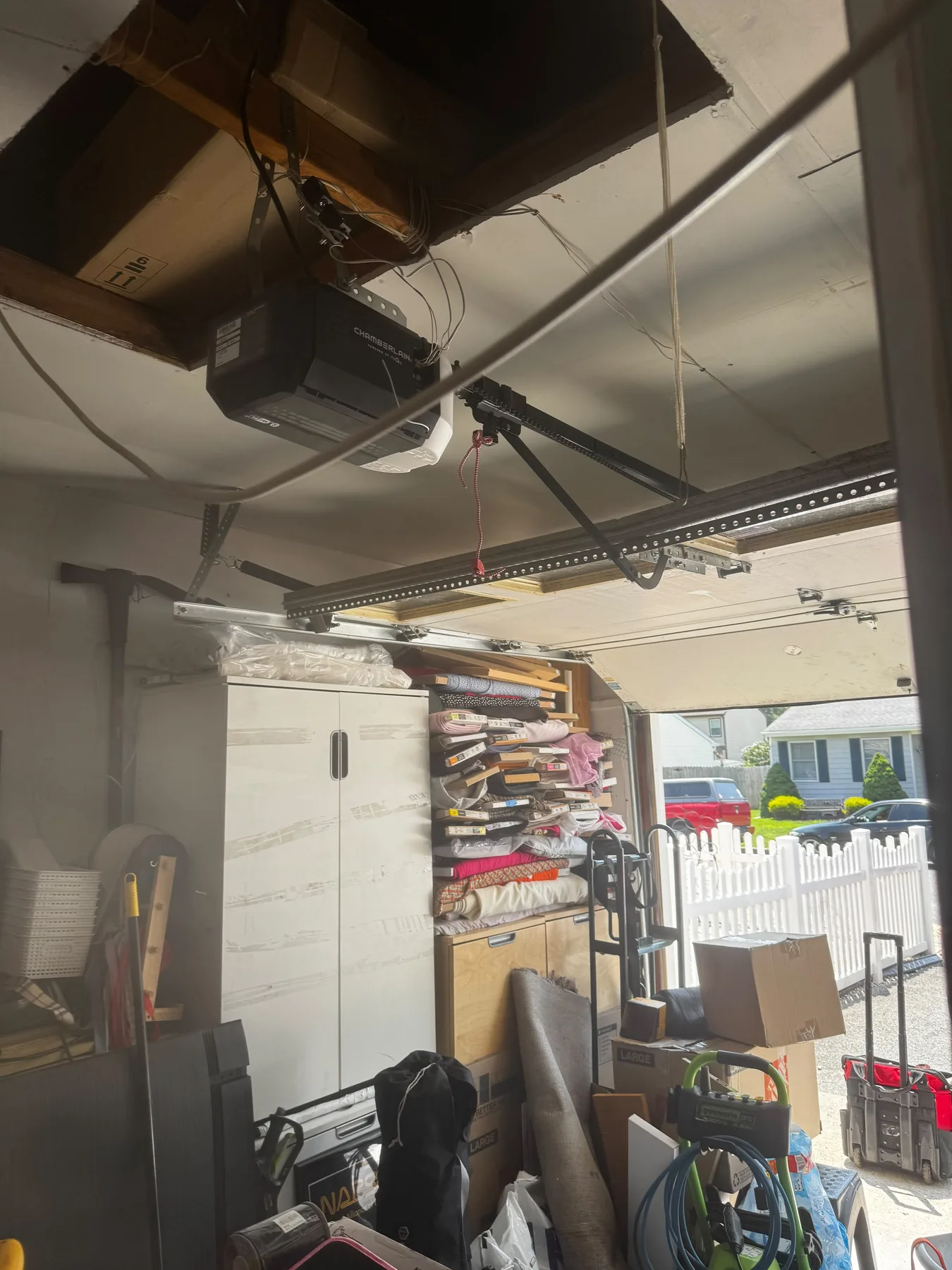 Garage door opener motor ceiling
