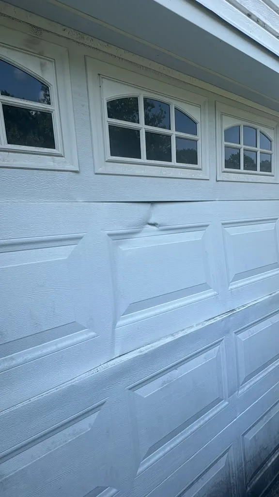 White garage door raised panels